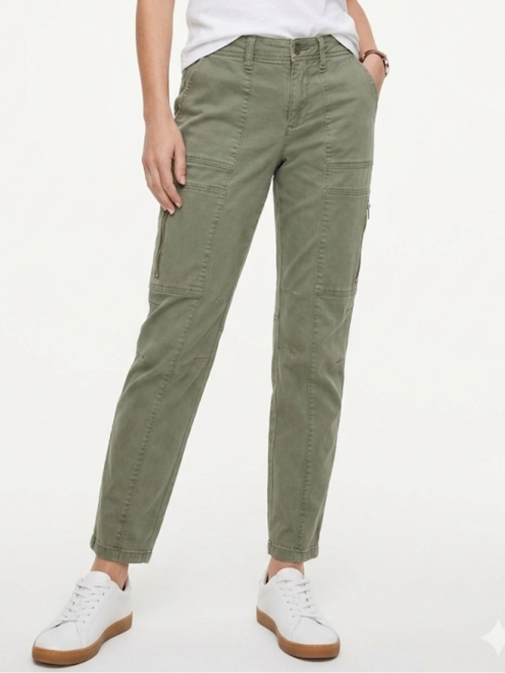 White House Black Market Olive Green Cropped Cargo Pants